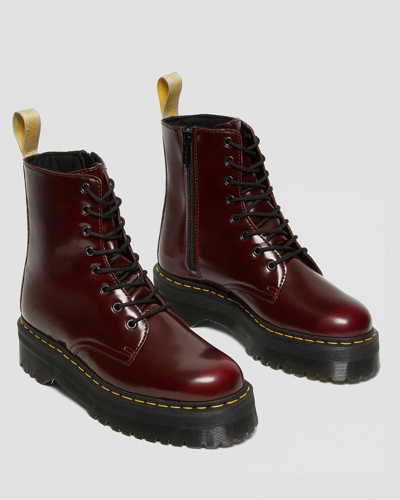 Pink / Red Men's Dr Martens Vegan Jadon II Platform Boots | CA 566LIS